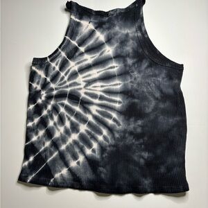 Justice Black and White Tie-Dye Tank Top